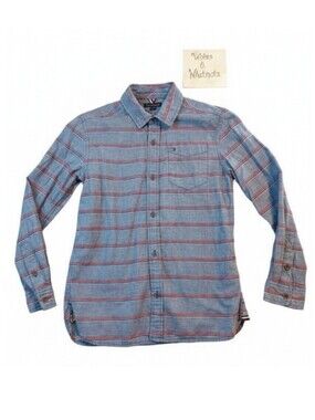 Tommy Hilfiger Youth Boys L 12-14 Striped Button Up Shirt Ble Red Orange